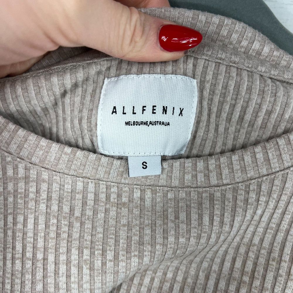 Allfenix Oatmeal Ribbed Tie Hem Sweater - Picture 3 of 3